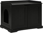 unipaws Black Cat Litter Box Enclosure Furniture, Kitty Hidden Cover, Concealed by unipaws