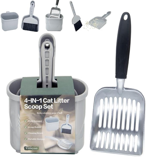 4-in-1 Cat Litter Scoop with Holder, Cat Litter Box Organizer Cleanup Kit by Vitisyao