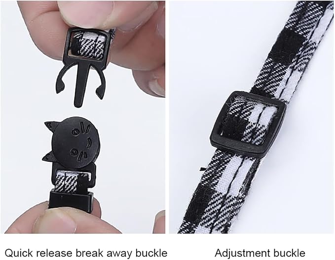 White Plaid Dog Bow Collar - Image 5