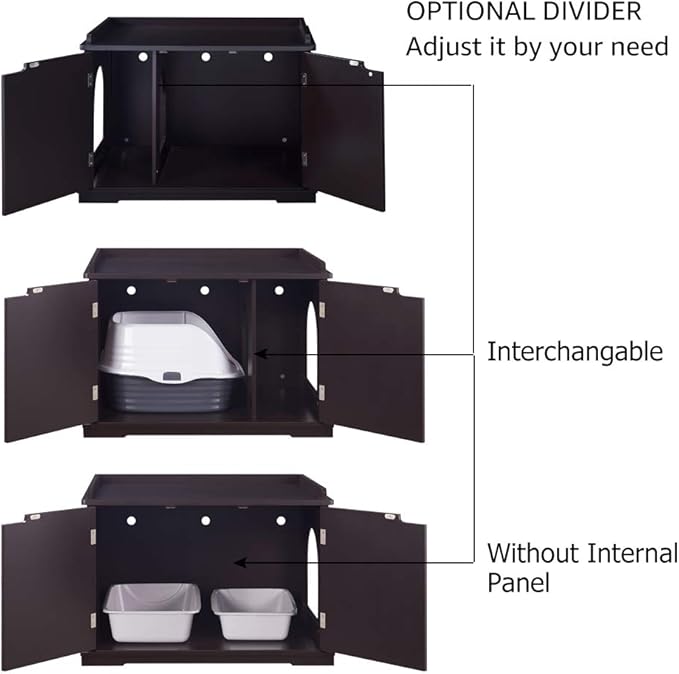 unipaws Cat Litter Box Enclosure Furniture, Cat Washroom, Hidden Litter Box - Image 4