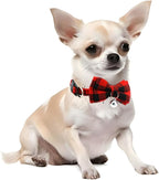 Red Plaid Cat Collar with Bell and Bow, Breakaway Kitten Collar with Bells - Image 2