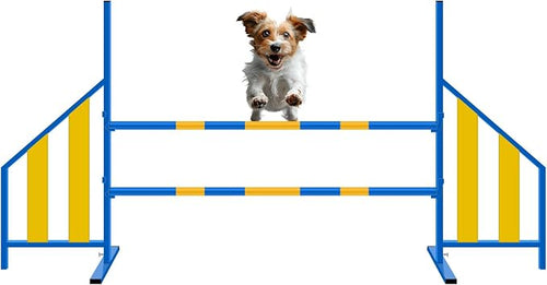 Agility Wing Jumps with Bar Dog Training Hedge Metal Frame Adjustable Pet by Seenelling