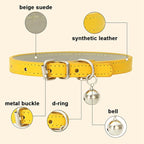 Pink XS Dog Collar with Bell, Soft Pu Leather Cat Collars Adjustable Buckle - Image 4