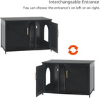 unipaws Black Top Opening Cat Litter Box Enclosure, Flip Top XL Extra Large Cat - Image 6