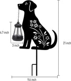 Bshine Dog Solar Light Outdoor Garden Decoration, Waterproof Metal Stake Black - Image 2