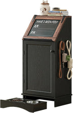 Dog Food Feeding Station with Storage, Pet Food Storage Cabinet with Bowls and by Furnvvio