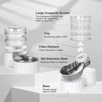 RIZZARI Dog Water Bowl Dispenser: 5L Large Stainless Steel Gravity Feeder - Image 4