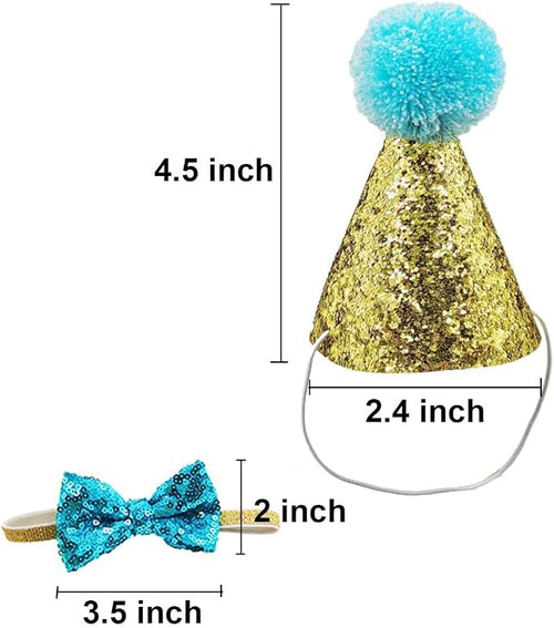 4 Pcs Cat Birthday Hat Bowtie Small Dog Hat Headband Topper Bowtie Adjustable - Image 2