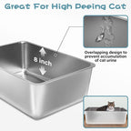 2 Pack Stainless Steel Cat Litter Box, 23.6"x15.8"x8" XXL Stainless Steel - Image 3