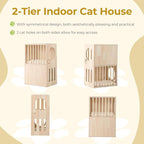 Tangkula 2-Tier Luxury Wood Cat House, Wooden Kitten Cage Condo - Image 6