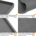 Ptlom Grey Pet Placemat for Dog and Cat, Waterproof Non-Slip Silicone Feeding - Image 4