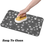 Dog Food Mat, Absorbent Water Bowl Mats Cat Pet Feeding Placemats Dark Gray 16 - Image 4