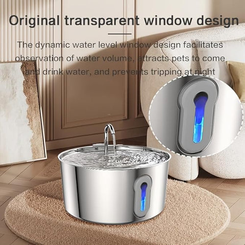 4L/135oz Large Cat Water Fountain Advanced 304 Stainless Steel - Image 2
