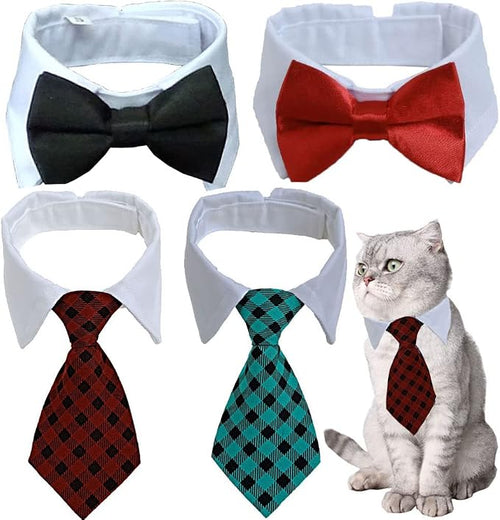 4 Pieces Pets Dog Cat Bowtie Pet Costume Adjustable Formal Necktie Collar by Yosbabe