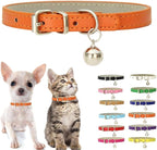 Orange XXS Kitten Collar with Bell, Soft Pu Leather Dog Collars Adjustable by Weimostar