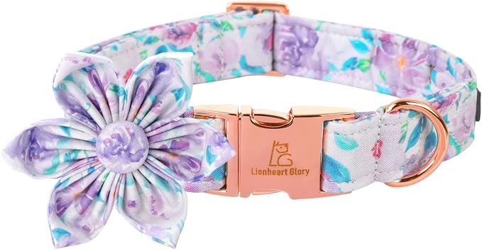 Lionheart Glory Cute Floral Pattern Adjustable Dog Collar by LionheartGlory