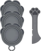 3 Pcs Cat Food Can Covers & One Can Opener | Cute Paw Shape Lids and Opener by DORUI