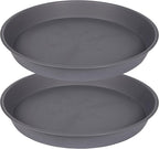 2 Pack of 10 inch Plant Saucer Gray, Heavy Duty Plastic Plant Saucer 10 inch by Bleuhome