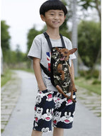 Pet Dog Puppy Cat Carrier Five Holes Backpack Double Shoulder Straps Canvas - Image 3