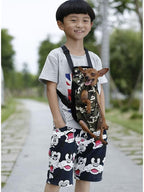 Pet Dog Puppy Cat Carrier Five Holes Backpack Double Shoulder Straps Canvas - Image 4