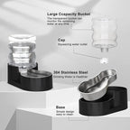 RIZZARI Automatic Gravity Pet Waterer Dispenser : 4L Black Stainless Steel Bowl - Image 3