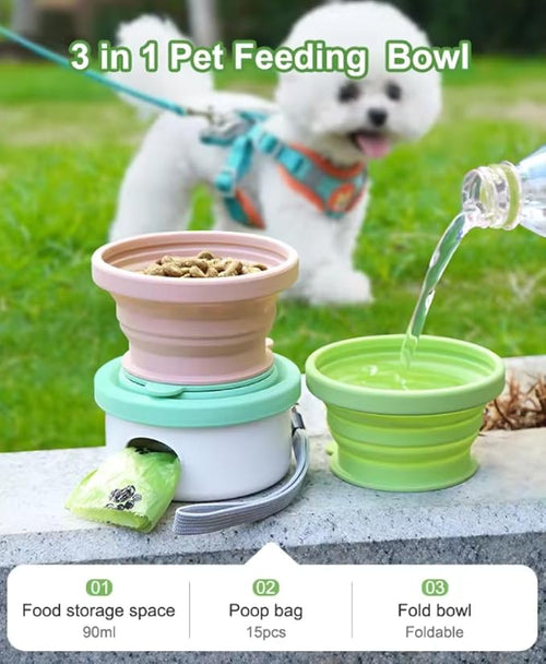 3 in 1 Collapsible Dog Bowl. Treat Container, Poop Bag Holder - Image 2
