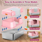 Vivifying Pink Stainless Steel Covered Cat Litter Box – Odor-Control, - Image 3