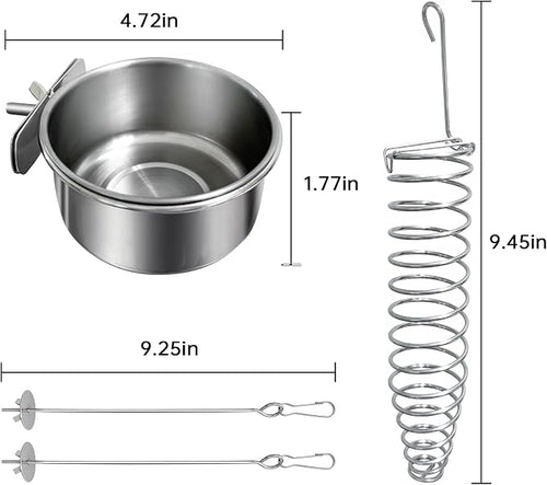 5Pcs Bird Cage Food Bowl Set, Stainless Steel Millet Holder - Image 2