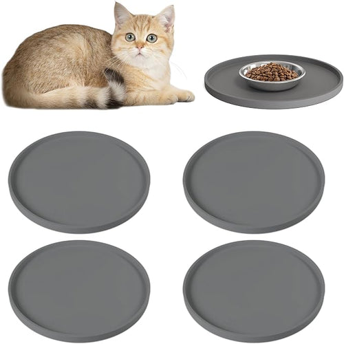 4 PCS Thickened Pet Silicone Food Mat, Nonslip Waterproof Cat Dog Feeding Bowl by Arespark