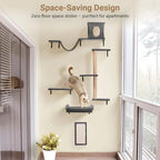 Cat Wall Shelves, 5-in-1 Cat Furniture Set, Wooden Cat Climber - Image 4