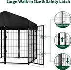 Dog Kennel Outdoor with Roof, Heavy Duty Dog Crate with UV-Resistant Waterproof - Image 3