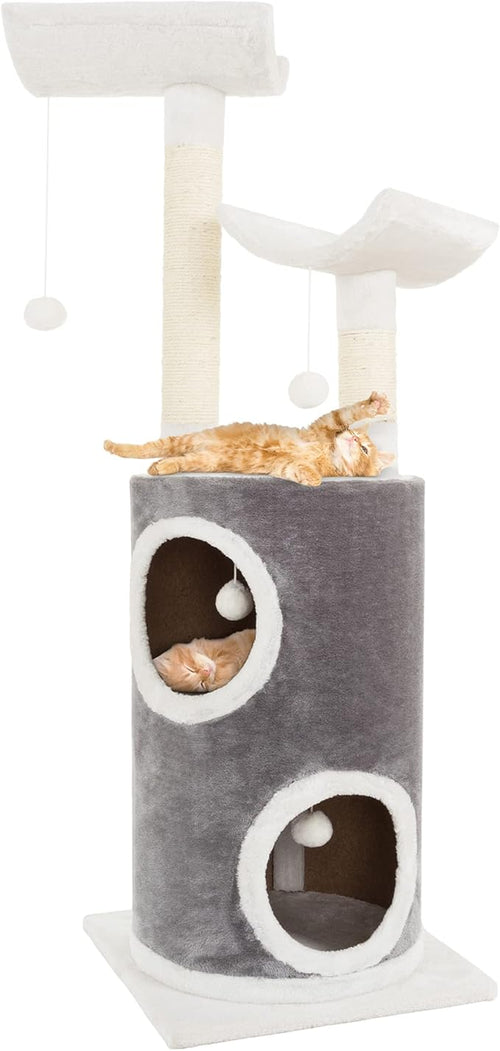 45in Cat Tree with Napping Perches, 2 Story Cat Condo, Cat Scratching Posts by PETMAKER