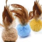 Cat Toys for Indoor Toys, Rainbow Cat Wand Toys, Feather Flips Plush Ball Cat - Image 3