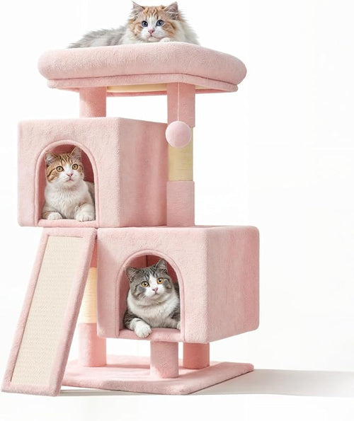 34'' Small Cat Tree with 2 Condos, Sisal Scratching Posts & Board, Sturdy Light by Unknown