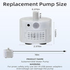 Glass Cat and Dog Water Fountain 90oz/2.7L, SMA-800 Ultra-Quiet Replacement Pump - Image 3