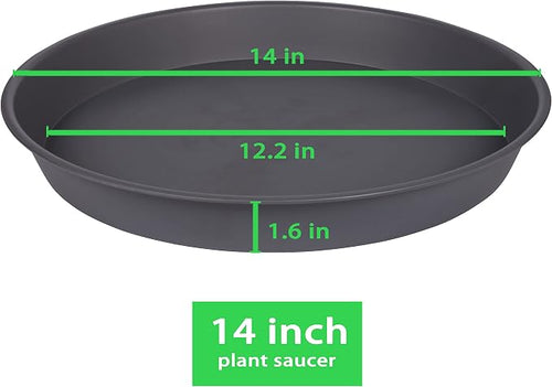 4 Pack of 13 14 inch Plant Saucer, Heavy Duty Plastic Plant Drip Trays 14" Round - Image 2