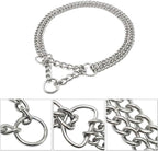 Silver Dog Choker Collar, 2 Rows Stainless Steel Dog Chain Cuban Link Metal - Image 5