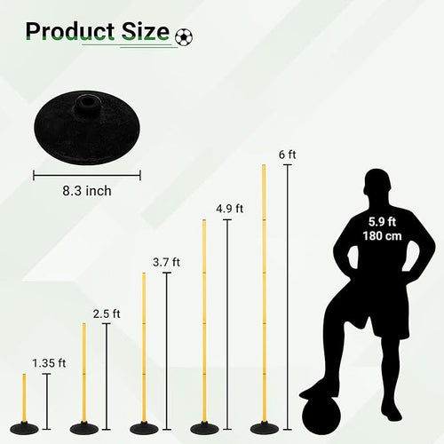6 FT Agility Poles for Soccer, Basketball, Equestrian, Pet Training, 4/6/8/10 - Image 2