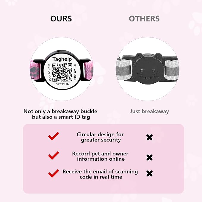 Collar with QR Code, Reflective Cat Collar with Name Tag, Personalized - Image 3