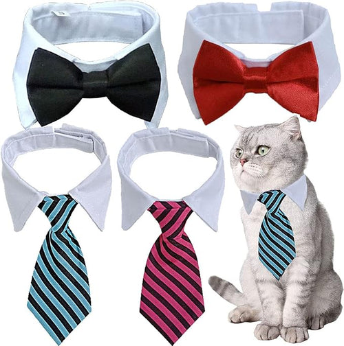 4 Pieces Pets Dog Cat Bowtie Pet Costume Adjustable Formal Necktie Collar by Yosbabe