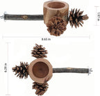 2 Pcs Bird Perch with Safe Bowl Wood & Pinecones - Image 4