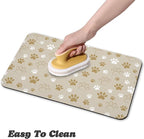 Dog Food Mat, Absorbent Water Bowl Mats Cat Pet Feeding Placemats Beige 16 * 24 - Image 4