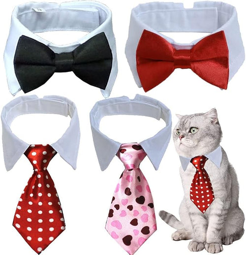 4 Pieces Pets Dog Cat Bowtie Pet Costume Adjustable Formal Necktie Collar by Yosbabe
