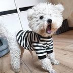 Autumn Dog Hoodies with Leash Ring Warm Striped Puppy Shirt - Image 2