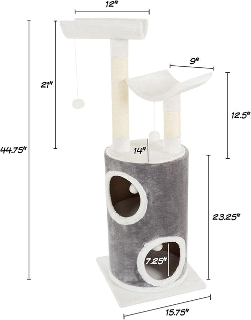 45in Cat Tree with Napping Perches, 2 Story Cat Condo, Cat Scratching Posts - Image 2