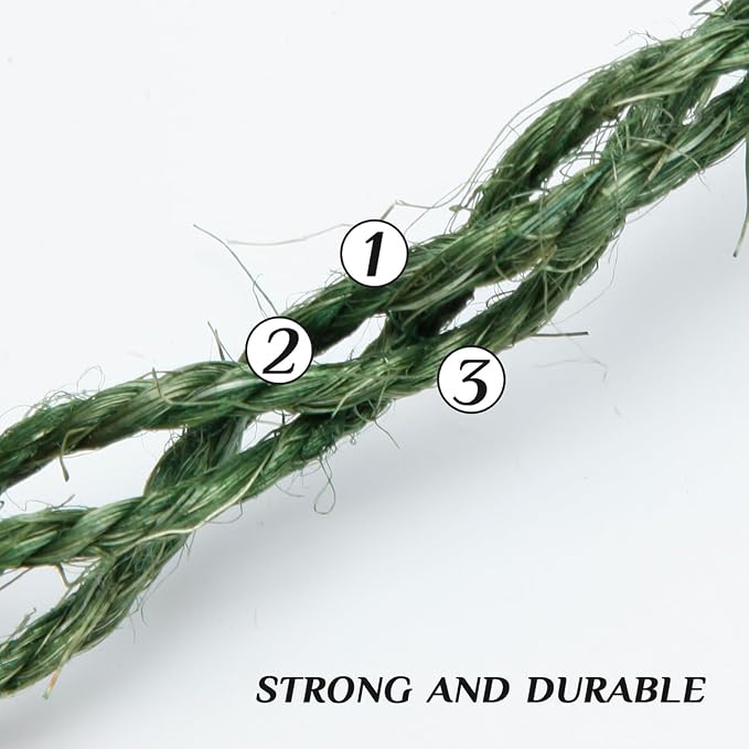 Green Sisal Rope, 1/4 Inch, for Cat Scratching Post, DIY Hemp Twine - Image 3
