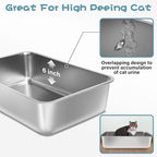 Stainless Steel Litter Box, 19.7"x13.7"x6" Large Metal Litter Box - Image 4