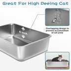 Stainless Steel Litter Box 2 Pack, 23.6“x15.7"x6" Deep Stainless Steel Cat - Image 2