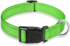 Reflective Dog Collar with Buckle Adjustable Safety Nylon Collars by BOOMIBOO