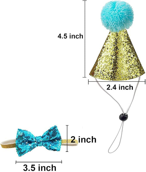 4 Pcs Cat Birthday Hat Bowtie Small Dog Hat Headband Topper Bowtie Adjustable - Image 2